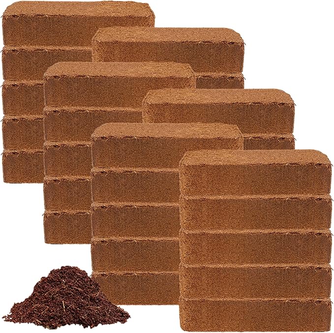 Coco Coir 650gm Bricks (30-Pack) - Organic Coco Coir for Plants & Gardening - OMRI-Listed Cocopeat for Garden Soil, Seed Starter Soil, & Mulch - Coconut Coir Bricks - Coconut Fiber Potting Mix-PawvioPets