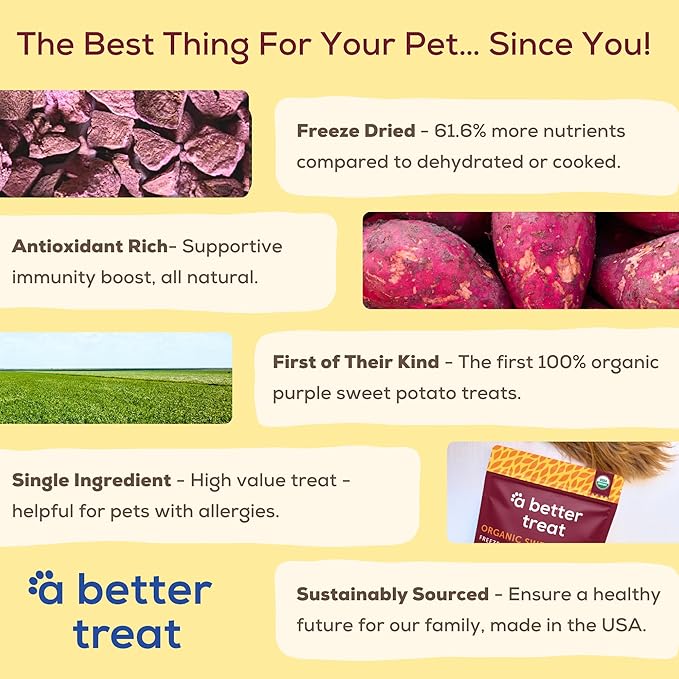 A Better Treat – Freeze Dried Organic Purple Sweet Potato Dog and Cat Treats, Organic, Single Ingredient | Natural, Healthy, Diabetic Friendly | Made in The USA-PawvioPets