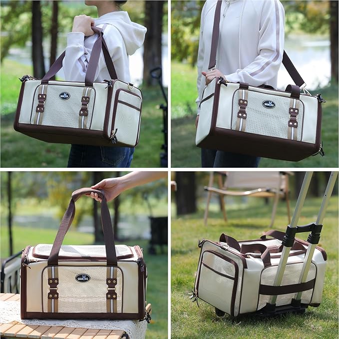 Cat Carrier,Dog Carrier for Small Dogs,TSA Approved/Expandable/3D Foldable Mat/900D Wear Resistant Oxford Fabric,Pet Carrier Airline Approved,Dog Car Seat for Car Travel,Outdoor Camping-PawvioPets