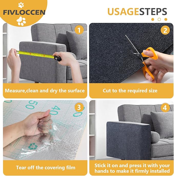 78.7"x15.8"Self-Adhesive Climbing Cat Scratch Protector Pads - Trimmable Furniture Guard for Sofa, Walls & Floors, DIY Cat Tree/Tower/Bed, Replaceable Scratch-Resistant Mats (Dark Gray)-PawvioPets
