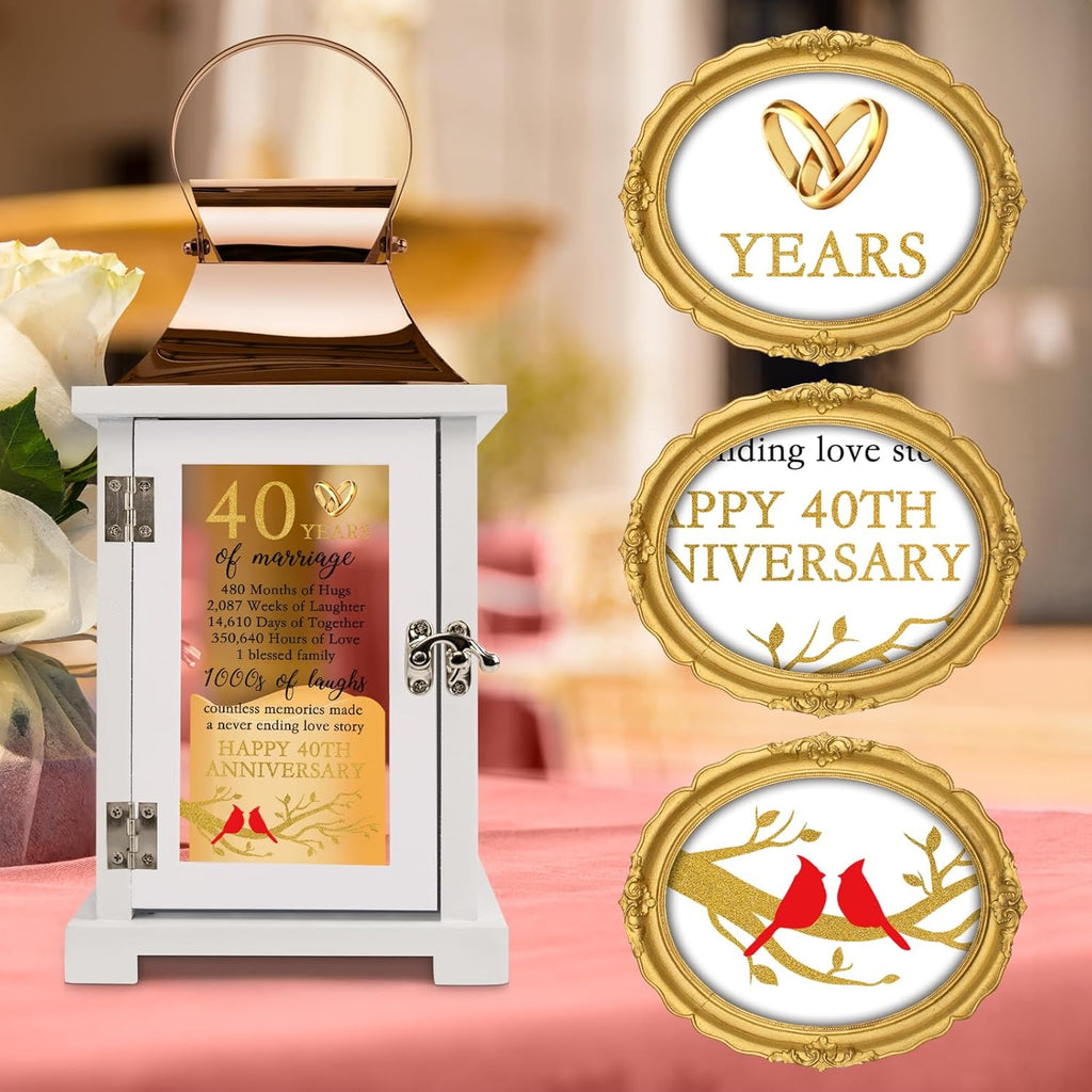 40th Wedding Anniversary Lantern 40th Anniversary Wedding Gifts for Couple Parents Husband Wife Grandparents, Happy 40th Anniversary Decoration