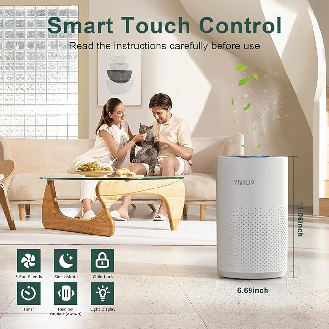 Air Purifiers for Bedroom Home up to 800 ft², Vniup H14 True HEPA Room Air Purifiers for Bedroom, with Fragrance Function Sleep Mode& Light Mode Air Cleaner for Pet Dander Odor Dust Smoke-PawvioPets