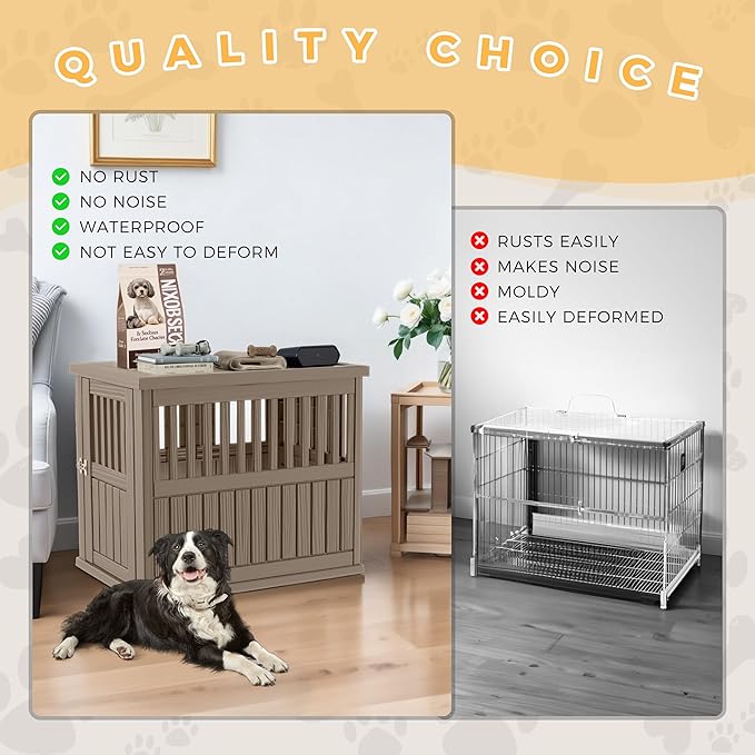 Dog House - Resin Outdoor Dog Kennel with Ventilated Design, Waterproof Dog Bed Shelter for Backyard, Garden & Patio-PawvioPets