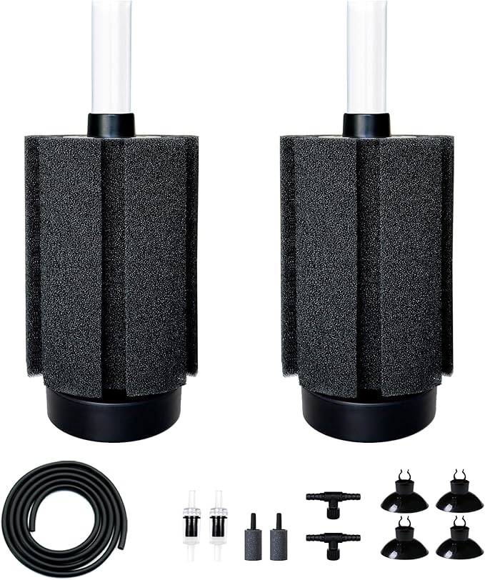 2Pcs Aquarium Sponge Filter,30 Gallon Fish Tank Sponge Filter with Airstone Breeding Fry Betta Shrimp for Fish Tank 10 Gal to 50 Gal-PawvioPets