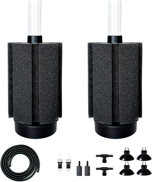 2Pcs Aquarium Sponge Filter,30 Gallon Fish Tank Sponge Filter with Airstone Breeding Fry Betta Shrimp for Fish Tank 10 Gal to 50 Gal-PawvioPets