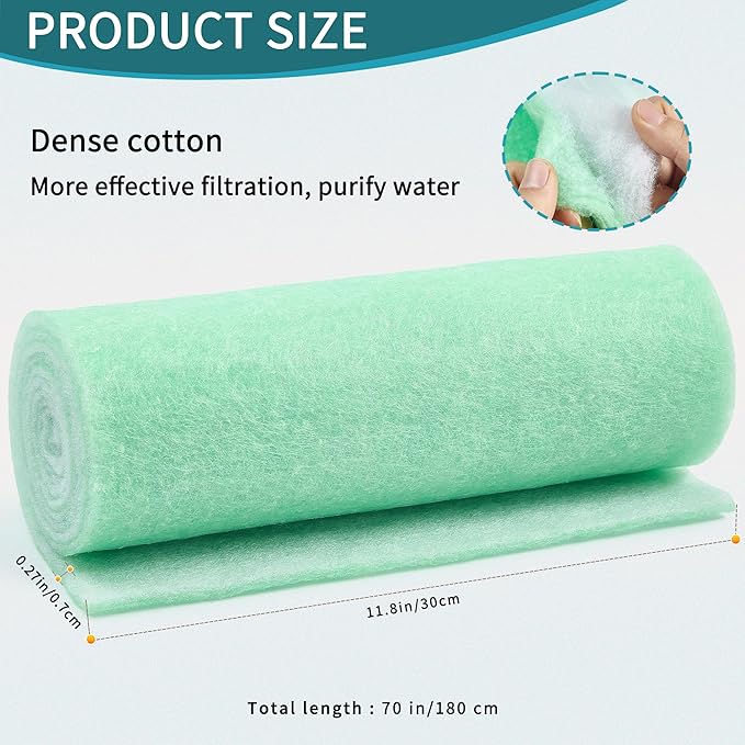 Aquarium Filter Sponge Fish Tank Pond Filter Media Filters Pad for Fish Tank,Filter Freshwater, Saltwater Aquariums, Reusable Fish Pond Filter Material, 0.27" Thick, Green-PawvioPets