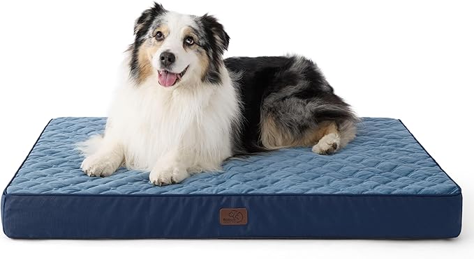 Bedsure Orthopedic Dog Bed for Extra Large Dogs and Crate - Thick Memory Foam Pet Mattress with Removable Washable Cover and Egg Crate Foam, Suitable for Pet Up to 100 lbs, XL 41x29x4 Inches, Navy-PawvioPets