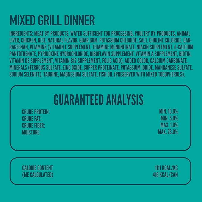 A Strong Heart Canned Wet Cat Food, Mixed Grill Dinner - 13.2 oz Cans (Pack of 12), Made in The USA with Real Chicken & Liver-PawvioPets