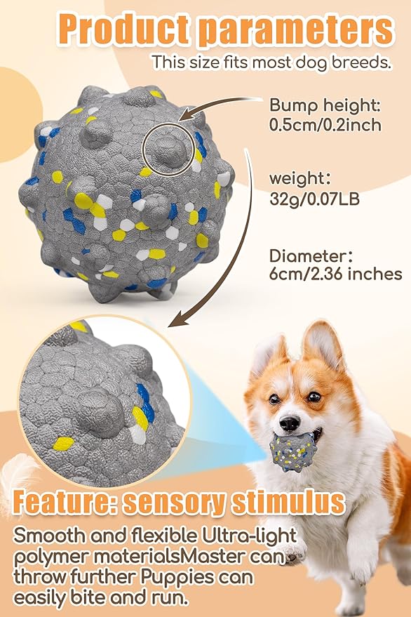 2.36'' Dog Balls for Dogs Aggressive Chewers Indestructible Tennis Durable Bouncy Interactive Dog Toy Balls for Fetch Game Floating Training(Grey Medium)-PawvioPets