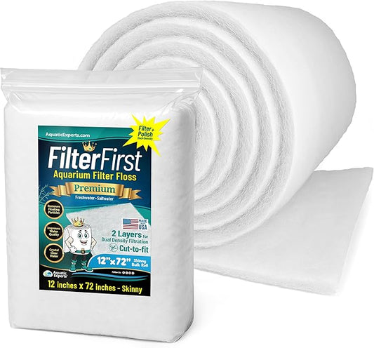 Aquatic Experts Aquarium Filter Floss for Fish Tank Filters - FilterFirst Aquarium Filter Pad - Media Roll for Crystal Clear Water, 12" x 72" by ¾ to ½ Thick-PawvioPets
