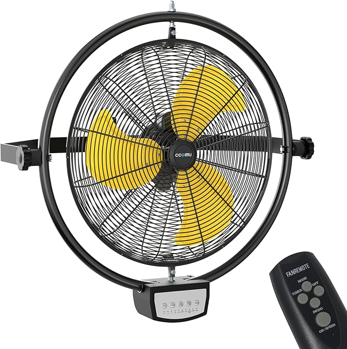 5100 CFM 20" Remote Control Wall Mount Fans, High Velocity 3-Speed Professional Oscillating Wall Fan with Timer, Heavy Duty Industrial Wall Fans for Patio, Commercial, Gazebo, and Garage, UL Listed-PawvioPets