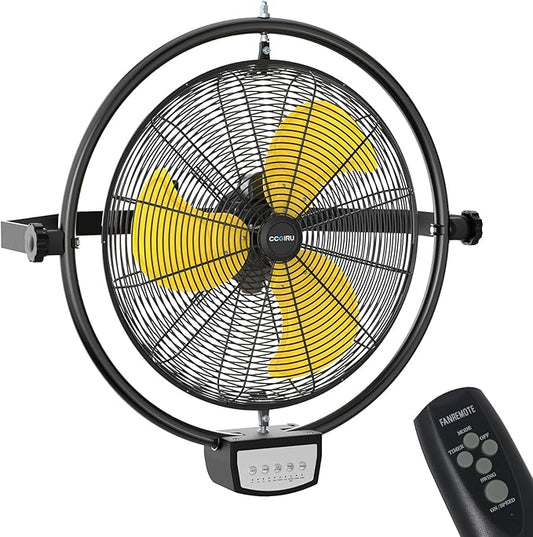 5100 CFM 20" Remote Control Wall Mount Fans, High Velocity 3-Speed Professional Oscillating Wall Fan with Timer, Heavy Duty Industrial Wall Fans for Patio, Commercial, Gazebo, and Garage, UL Listed-PawvioPets