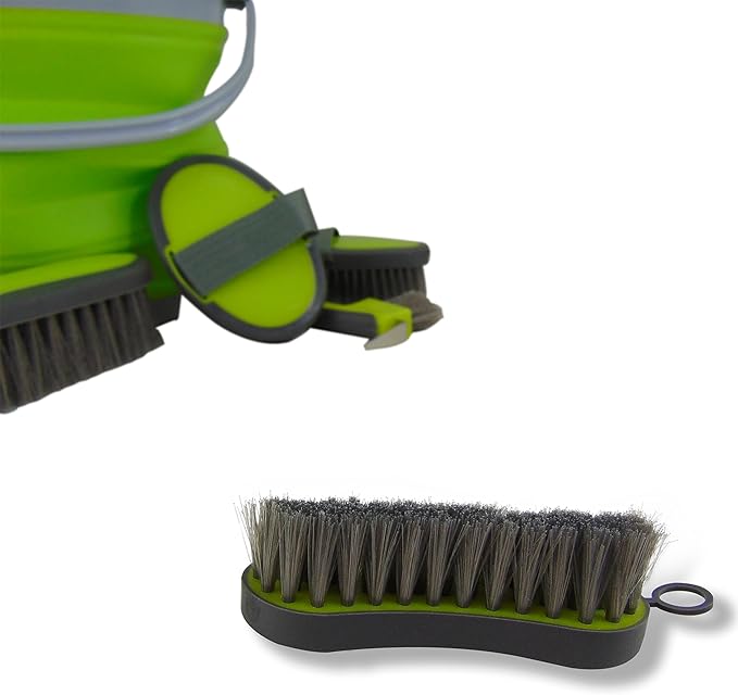 Collapsible Grooming Kit 10 Liter Bucket and 5 Grooming Tools - By Southwestern Equine (Lime Green)-PawvioPets