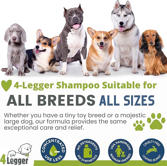 4-Legger Certified Organic Dog Shampoo - All Natural and Hypoallergenic with Aloe and Lemongrass, Soothing for Normal, Dry, Itchy or Allergy Sensitive Skin - Biodegradable - Made in USA - 16 oz-PawvioPets