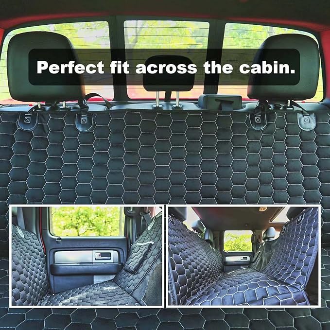 Dog Car Seat Cover for Trucks, Back Seat Pet Cover for Dogs F150 Ram 1500, Waterproof Dog Hammock for Truck with Mesh Window Heavy Duty Seat Cover for F-Series/GMC Sierra/Silverado-PawvioPets