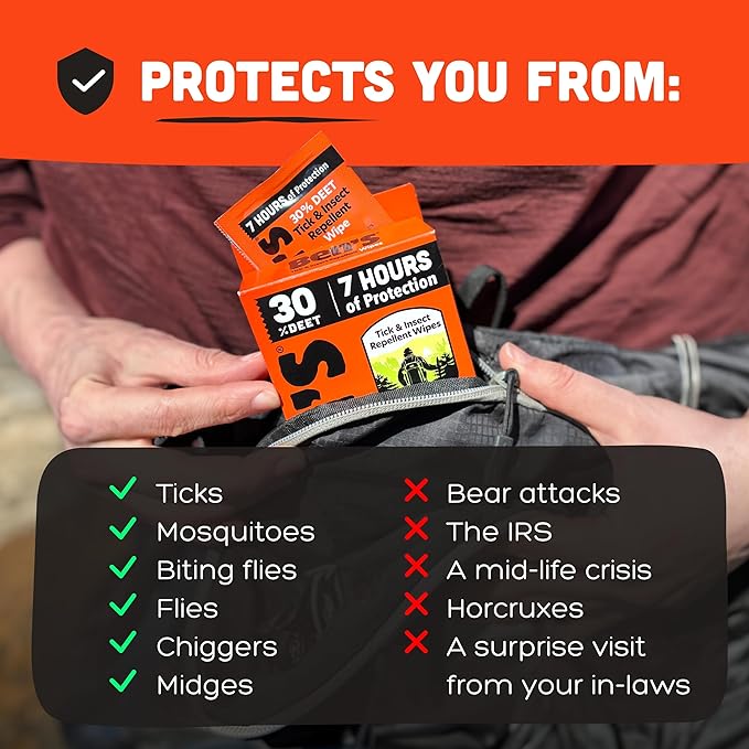 Ben's Tick & Insect Repellent Wipes - 30% DEET for Mosquitoes, Ticks & More - Up to 7 Hours of Protection - Alcohol- & Fragrance-Free - 12 Wipes (4 Pack)-PawvioPets