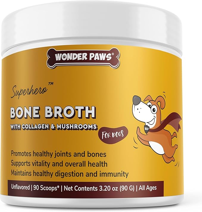 Bone Broth for Dogs – Bone Broth Powder with Organic Mushrooms & Collagen for Digestion, Immunity & Joint Support – Tasty Beef Supplement for Dogs of All Ages, Sizes & Breeds – 3.20 oz-PawvioPets