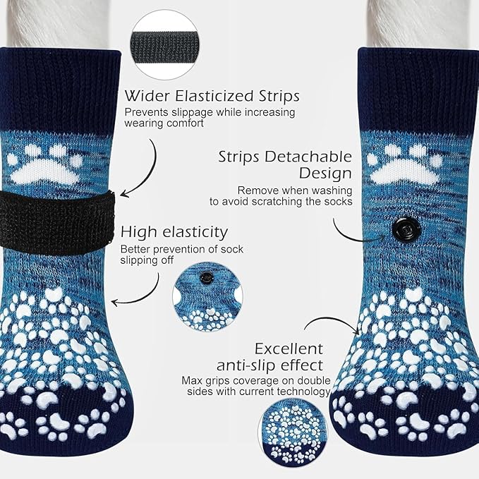 EXPAWLORER Anti Slip Dog Socks to Prevent Licking Paws, Dog Shoes for Hot Pavement, Dog Booties for Small Medium Large Senior Dogs, Traction Control Boots & Paw Protectors for Hardwood Floors-PawvioPets
