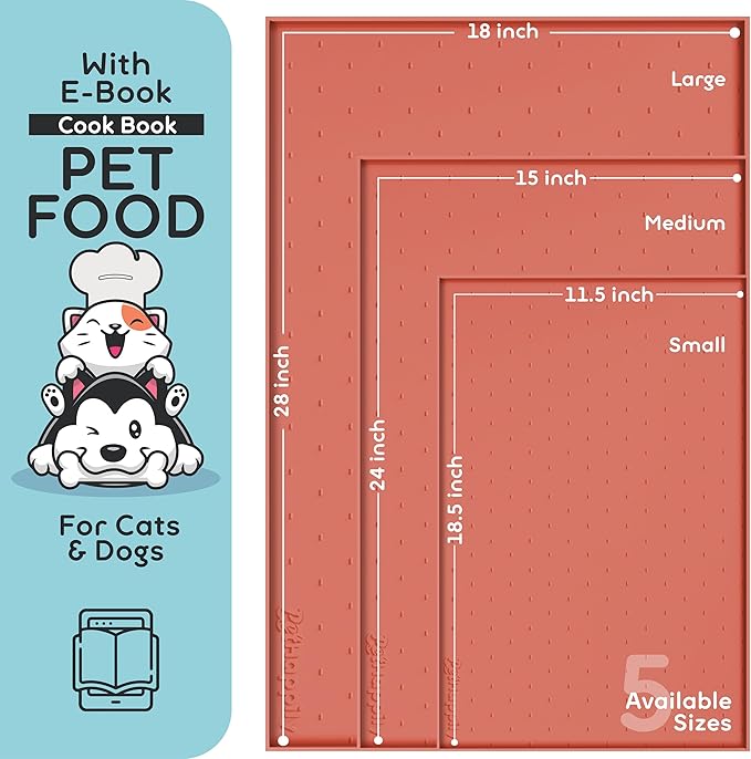 Dog Food Mat - 28x18 Raised Edges Dogs Mat for Food and Water Prevent Spill, Waterproof Cat Food Mats Protect Floors, Easy Clean Dog Bowl Mats for Food and Water, Silicone Pet Feeding Placemats-PawvioPets