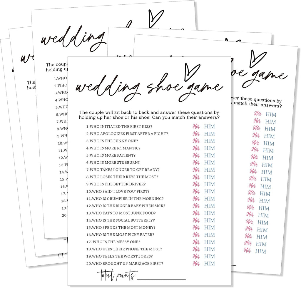 Fun Wedding Games Set - 25 Bridal Shower Games Cards, Engaging Bridal Party Entertainment for Wedding Shower, Engagement Party & Reception Fun a Must-Have for Minimalist Newlywed Game - A06