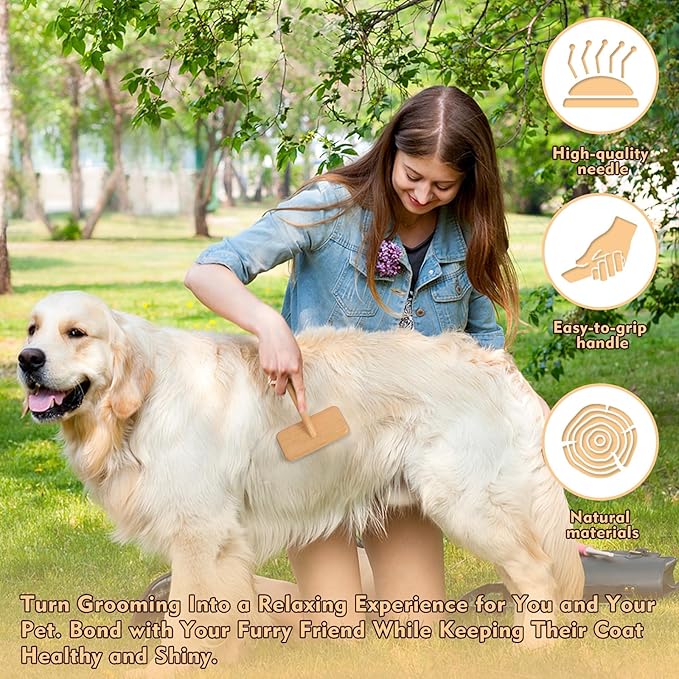 Dog Slicker Brush for Shedding & Grooming - Professional Dog Brush and Cat Brush with Coated Tips & Air-Cushion Design, Deshedding Tool Removes Undercoat Tangles & Loose Fur for Long/Short Hair Pets-PawvioPets