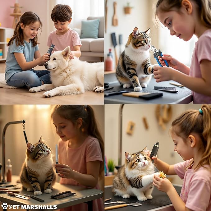 3-in-1 Cat & Dog Nail Grinder with Clipper & File, Quiet LED Trimmer, 3-Speed Pet Grooming Tool, Rechargeable 2000mAh Battery-PawvioPets