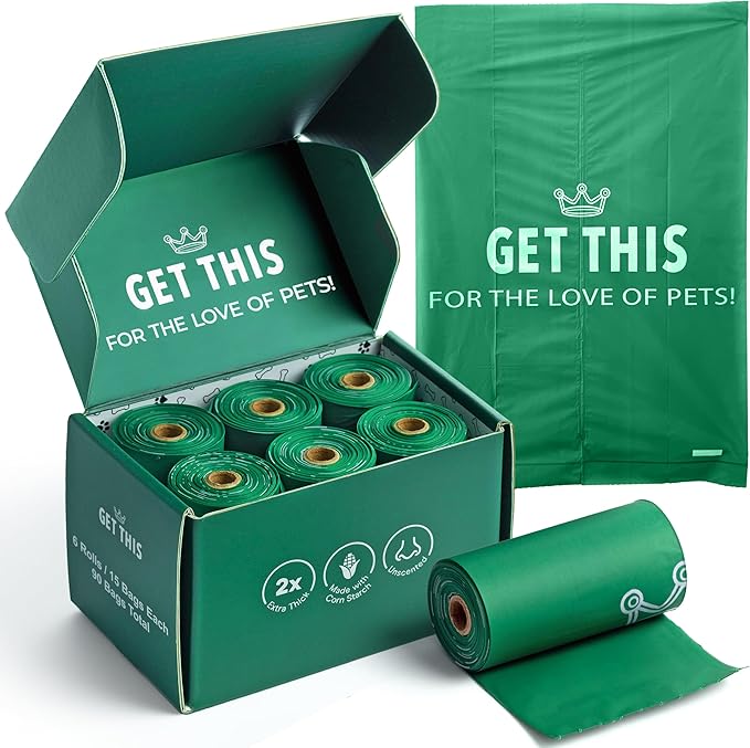 Biodegradable Dog Poop Bag - 90 Dog Waste Bags Total, Leakproof & Odor-Trapping, Durable Doggy Waste Bags – 6 Rolls (15 Pet Poop Bagі Per Roll), 13x9" Environment-friendly Potty Bags-PawvioPets