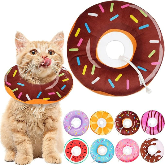 Cat Cone Collar Soft, Cat Recovery Collar for Wound Healing Cute Cat Donut Adjustable Cat Cones to Stop Licking Comfortable Lightweight Neck Elizabethan Collars for Cats Kittens After Surgery-PawvioPets