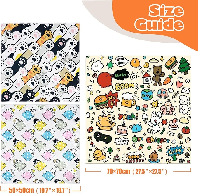 Cat Grooming Wrap, Cat Wrap Self-Adherent, Anti-Scratch Anti-Bite, Anti-Escape Grooming Bag for Cats Nail Clipping, Ear Cleaning, and Teeth Brushing (19.7 × 19.7" Cat Prints)-PawvioPets