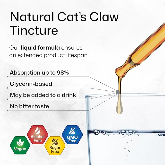 BIO KRAUTER Cats Claw Tincture - Vegan Cat's Claw Supplement - Immune Support - Alcohol & Sugar Free Extract - Vegan Drops 2 Fl.Oz.-PawvioPets