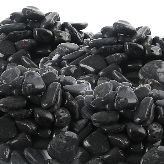 45LB 1"-2" Black Rocks for Plants, Polished Pebbles for Garden Landscaping, Planters,Aquarium,Vase Fillers, Indoor & Outdoor Decor-PawvioPets