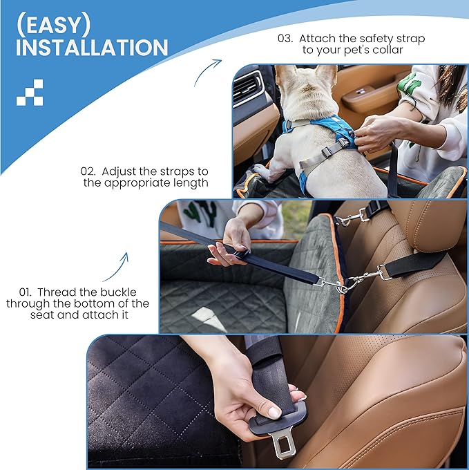 Dog Car Seat for Small Dogs - Puppy Car Seat with Safety Strap & Waterproof Padding, Portable Pet Carrier for Cars, Trucks & SUVs, Comfortable Elevated Bed for Pets Up to 35lbs (Black/Grey)-PawvioPets