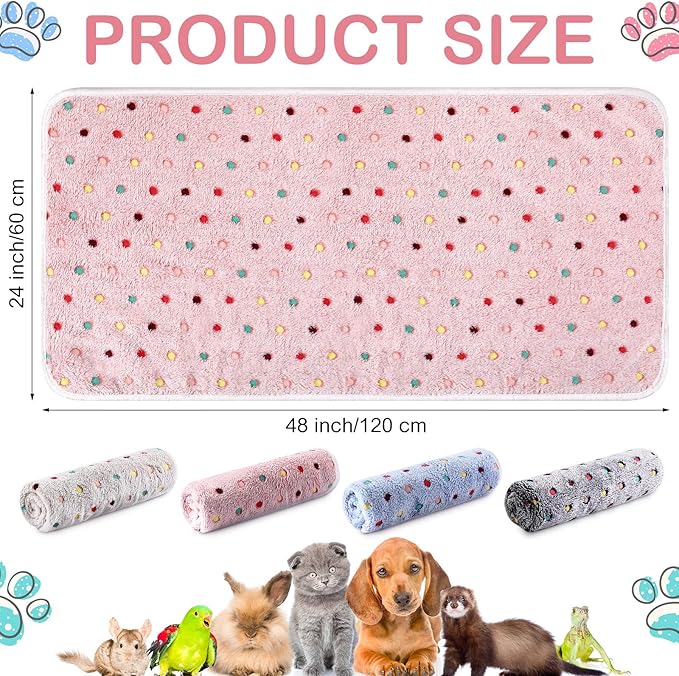4 Pcs Waterproof Guinea Pig Blankets Washable Small Animal Fleece Bedding Absorbent Guinea Pig Cage Liners Reusable Pet Pee Pad Sleep Mat Pad Cover for Hamster Ferret-PawvioPets