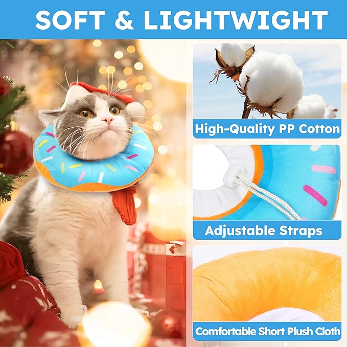 Cat Cone Collar Soft, Cat Recovery Collar for Wound Healing Cute Cat Adjustable Cat Cones to Stop Licking Comfortable Lightweight Neck Elizabethan Collars for Cats-PawvioPets
