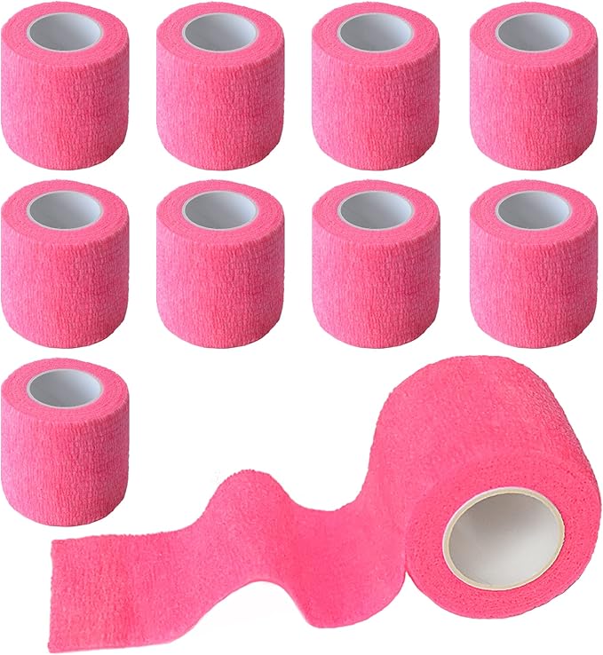 9 Pack 2" x 5 Yards Self Adhesive Bandage Wrap Self Stick Wrap for Ankle, Wrist, Finger, Sports, Breathable Cohesive Vet Tape for Pets (Pink)-PawvioPets