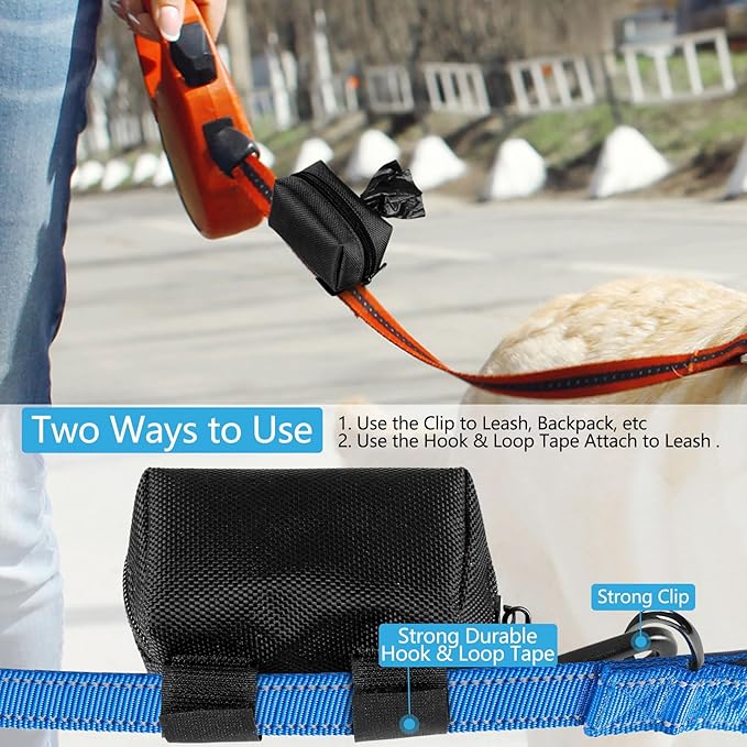 Dog Waste Bag Dispenser Pet Poop Bags Holder for Doggie Waste Bags Dispensers Soft Fabric Zipper Small Doggy Puppy Pouch for Leash Accessory Attachment with Carrier,2PC Grey-PawvioPets