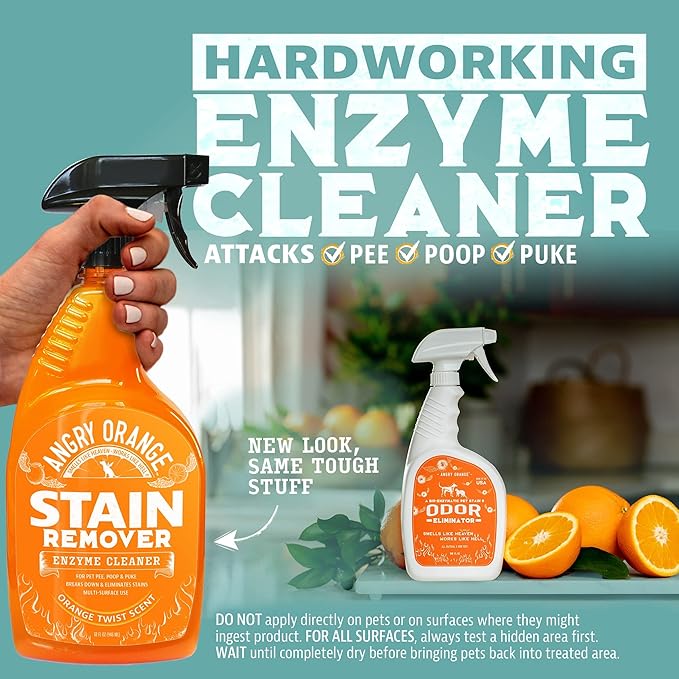 Angry Orange Stain Remover - 32oz Enzyme Pet Cleaner - Dog & Cat Urine Destroyer and Stain Remover - Citrus Spray Cleaning Solution - Puppy Supplies-PawvioPets