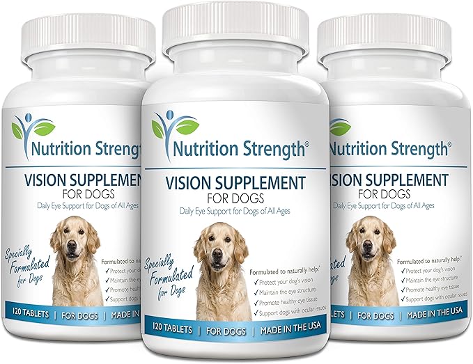 Eye Care for Dogs Daily Vision Supplement with Lutein, Zeaxanthin, Astaxanthin, CoQ10, Bilberry Antioxidants, Vitamin C, Vitamin E Support for Dog Eye Problems, 120 Chewable Tablets-PawvioPets