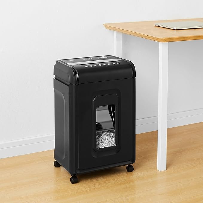 Amazon Basics 24 Sheet Cross Cut Paper, CD and Credit Card Home Office Shredder with Pullout Basket, Black-PawvioPets