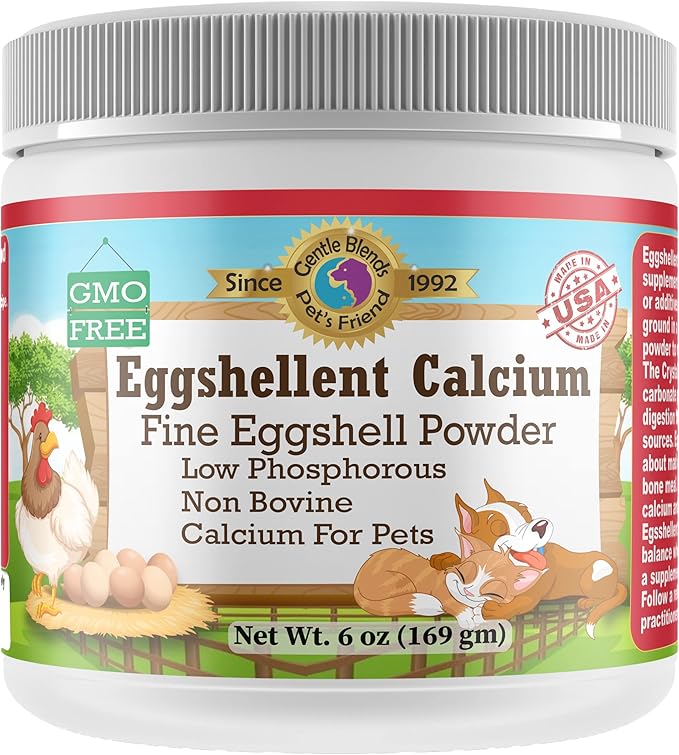 Calcium for Dogs and Cats - Fine Eggshell Powder - Strong Hip & Joint Supplement for Dogs and Cats- Dietary Supplement - No Additives - Pet's Friend Eggshellent Calcium 6oz-PawvioPets