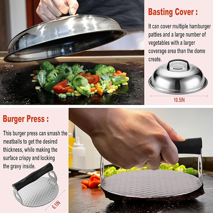 38PCS Flat Top Grill Accessories Set - Must Have for Your Outdoor with Professional Griddle Spatula, Cleaning Kit, Grill Basting Cover - Ideal Griddle Gift for Men Women-PawvioPets