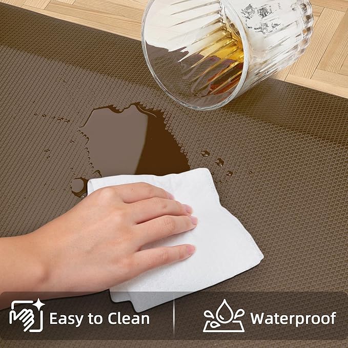 2 PCS Anti Fatigue Kitchen Mats for Floor, Brown 9/10 Extra Thick Cushioned Standing Desk Mat, Comfort Memory Foam Ergonomic Rugs and Mats Non-Slip Waterproof for Office, Kitchen, 20"x32"+20"x48"-PawvioPets