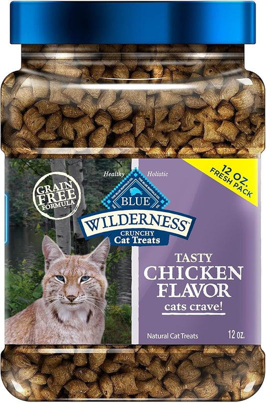 Blue Buffalo Wilderness Crunchy Cat Treats, Grain-Free Treats for Cats Made with Natural Ingredients, Great for Training, Tasty Chicken Flavor, 12-oz. Tub-PawvioPets