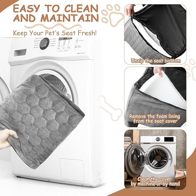 Dog Car Seat for Small/Medium Dogs - Dog Booster Seat with Safety Straps & Non-Slip Base, Travel Pet Car Seat with Storage Pockets, Washable & Removable, Suitable for Dogs Under 35 lbs (Gray)-PawvioPets