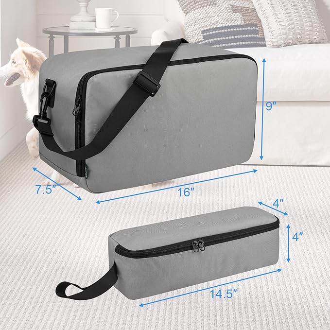 Beautyflier Pet Grooming Supplies Organizer, Protective Tote Bag Case for Pet Grooming Kit & Vacuum Suction Dogs Cats Hair, Travel Pouch Bag for Pet Dog Grooming Vacuum Kit, Bag Only (Gray)-PawvioPets