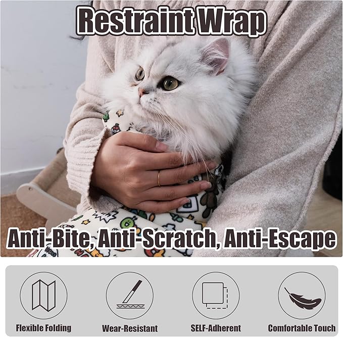 35.5" Cat Grooming Wrap Cat Wrap for Cutting Nails Cat Restraint for Nail Clipping Cat Swaddle Wrap Cat Burrito Wrap XL(Within 22lbs) Anti-Scratch Anti-Escape Multifunctional Pet Tool-PawvioPets