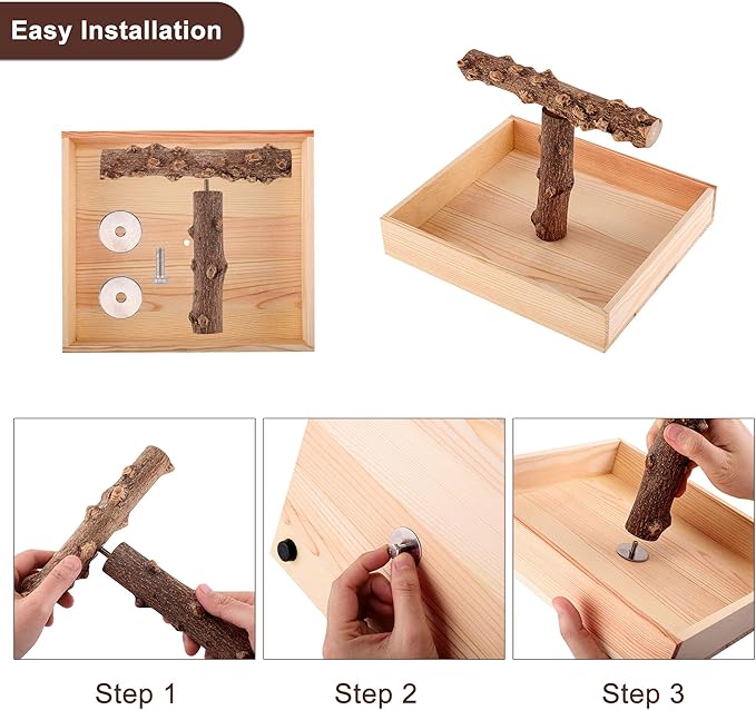 Bird Perch, Portable Tabletop Bird Stand, Training Play T Shaped Stand for Parrot Parakeet Cockatiels Conures Budgies Finch Lovebirds-PawvioPets