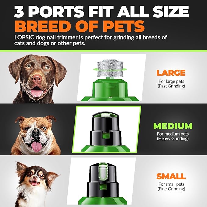 Dog Nail Grinder with 2 LED Lights Powerful 2 Speeds Super Quiet Dog Nail Trimmers with 3 Grinding Wheels Rechargeable Pet Dog Nail Clippers for Large Medium Puppy Dogs Dog Nail File Cat Nail Clipper-PawvioPets