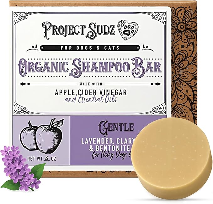 Gentle All Natural Dog Shampoo for Dry Coat for Sensitive Skin | Bar Shampoo for Dogs | Organic Dog Shampoo Sensitive Skin | Lavender (1)-PawvioPets