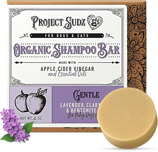 Gentle All Natural Dog Shampoo for Dry Coat for Sensitive Skin | Bar Shampoo for Dogs | Organic Dog Shampoo Sensitive Skin | Lavender (1)-PawvioPets